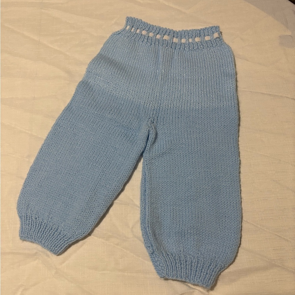 Vintage Hand-Knit Baby Blue Pants